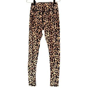 Victoria Secret Beige Leopard Print High Rise, Pockets Work Out Leggings Sz 8
